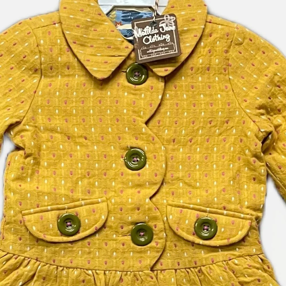 NWT! Matilda Jane Clothing Yellow‎ Going Easy Jacket - Girls - Size 4